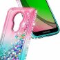 Moto G7 Case Liquid Quicksand Bling Sparkle Flowing Shiny Diamond Pink Aqua