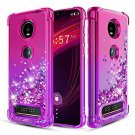 Moto Z4 Case Liquid Floating Quicksand Bling Sparkle Shockproof Pink Purple