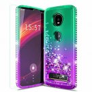 Moto Z4 Case wTempered Glass Screen Protector Durable Sparkle Glitte Mint Purple