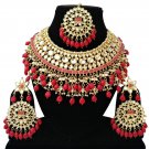 NUHA Fashion Jewellery Gold Plated Necklace Set with Earrings & Tikka for Women and Girls