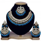 NUHA Fashion Jewellery Gold Plated Necklace Set with Earrings & Tikka for Women and Girls