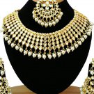 NUHA Fashion Jewellery Gold Plated Necklace Set with Earrings & Tikka for Women and Girls