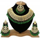 NUHA Fashion Jewellery Gold Plated Necklace Set with Earrings & Tikka for Women and Girls