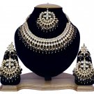 NUHA Fashion Jewellery Gold Plated Necklace Set with Earrings & Tikka for Women and Girls