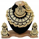 NUHA Fashion Gold Plated Necklace Set with Earrings,passa & Tikka for Women and Girls