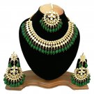 NUHA Fashion Jewellery Gold Plated Necklace Set with Earrings & Tikka for Women and Girls