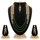 NUHA Fashion Jewellery Gold Plated Necklace Set with Earrings & Tikka for Women and Girls