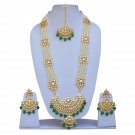 NUHA Fashion Jewellery Gold Plated Necklace Set with Earrings & Tikka for Women and Girls