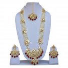NUHA Fashion Jewellery Gold Plated Necklace Set with Earrings & Tikka for Women and Girls