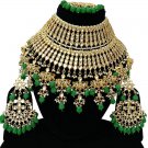NUHA Fashion Jewellery Gold Plated Necklace Set with Earrings & Tikka for Women and Girls