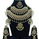 NUHA Fashion Jewellery Gold Plated Necklace Set with Earrings & Tikka for Women and Girls