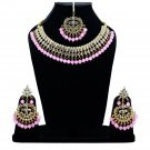 NUHA Fashion Jewellery Gold Plated Necklace Set with Earrings & Tikka for Women and Girls