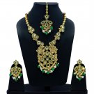 NUHA Fashion Jewellery Gold Plated Necklace Set with Earrings & Tikka for Women and Girls