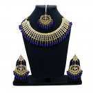 NUHA Fashion Jewellery Gold Plated Necklace Set with Earrings & Tikka for Women and Girls