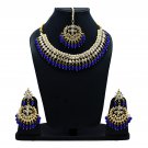 NUHA Fashion Jewellery Gold Plated Necklace Set with Earrings & Tikka for Women and Girls