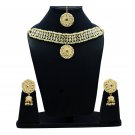 NUHA Fashion Jewellery Gold Plated Necklace Set with Earrings & Tikka for Women and Girls