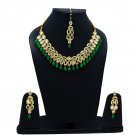 NUHA Fashion Jewellery Gold Plated Necklace Set with Earrings & Tikka for Women and Girls