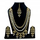 NUHA Fashion Jewellery Gold Plated Necklace Set with Earrings & Tikka for Women and Girls
