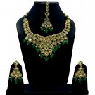 NUHA Fashion Jewellery Gold Plated Necklace Set with Earrings & Tikka for Women and Girls