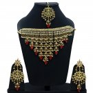 NUHA Fashion Jewellery Gold Plated Necklace Set with Earrings & Tikka for Women and Girls