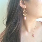 Chandelier pink opal earrings (14Kgf)