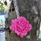 Elegant pink rose pendant necklace