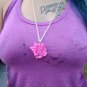 Elegant pink rose pendant necklace