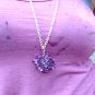 Purple glitter rose pendant necklace
