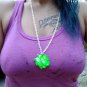 white/green rose pendant necklace