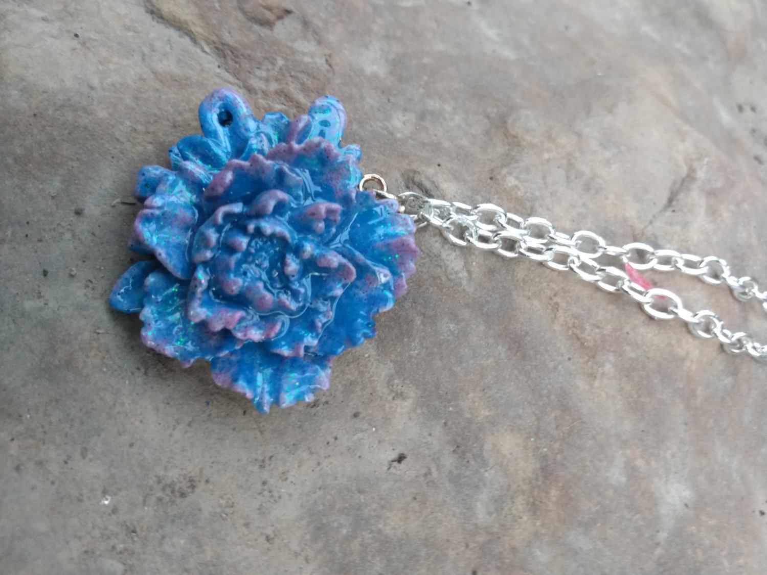 sky blue rose pendant necklace
