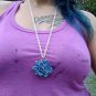 sky blue rose pendant necklace