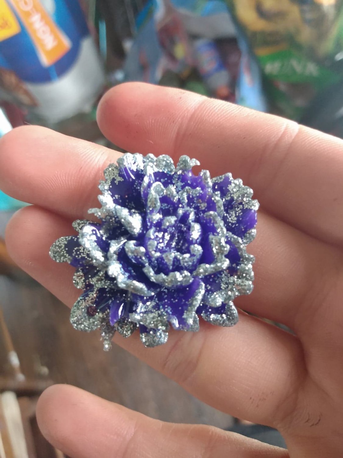 Dark Blue rose pendant