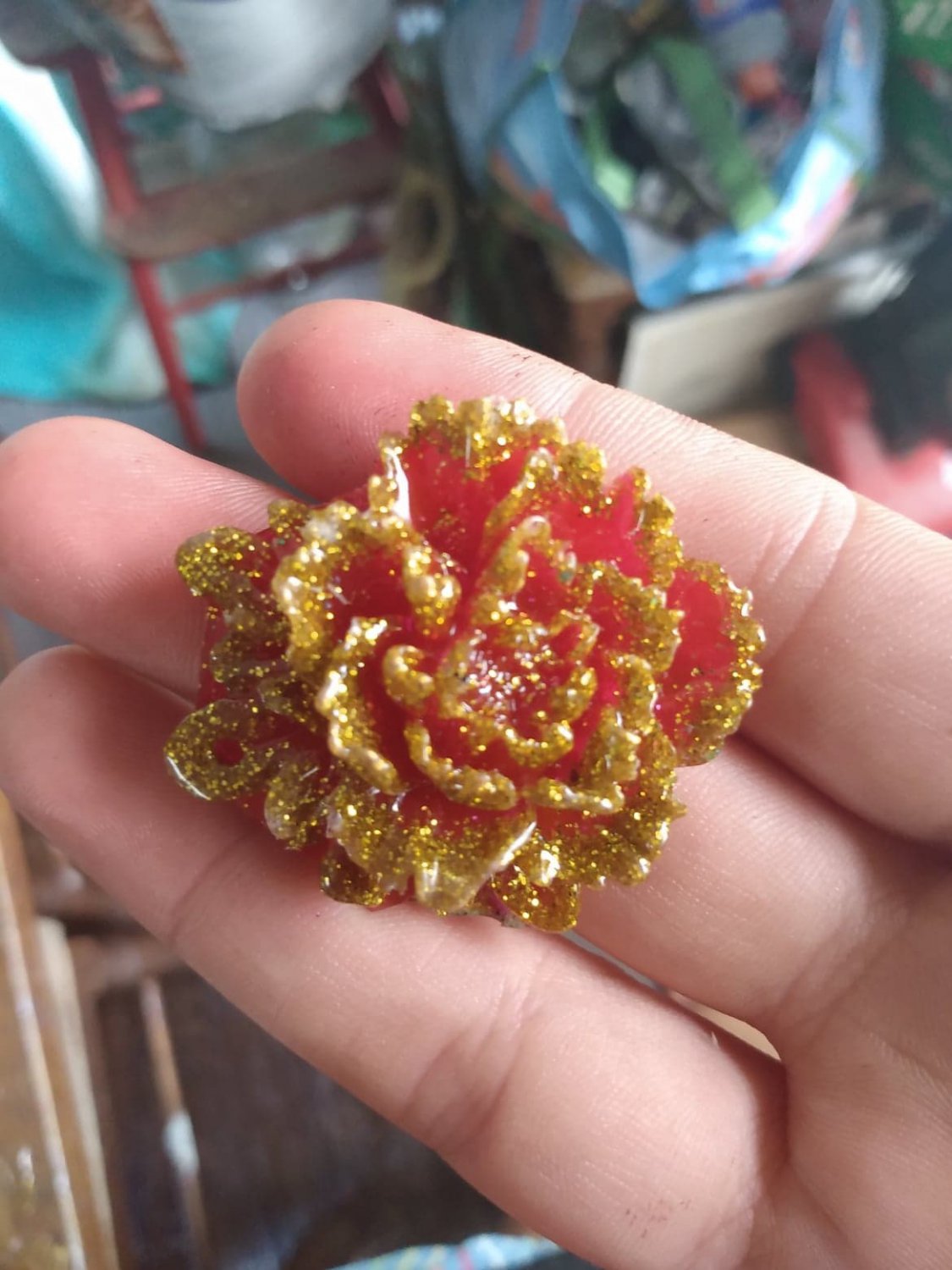 Red/Gold rose pendant