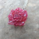 Cherry Red rose pendant necklace
