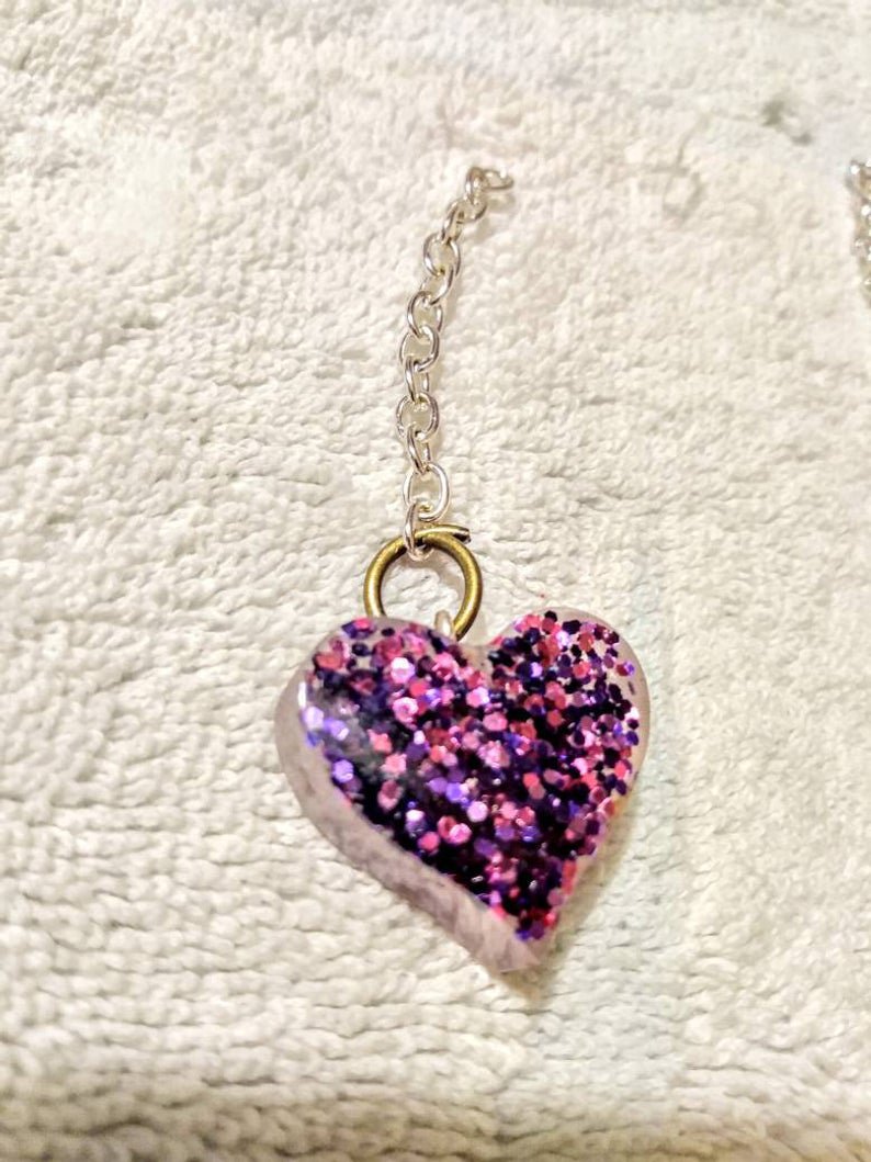 Purple Glitter heart keychain