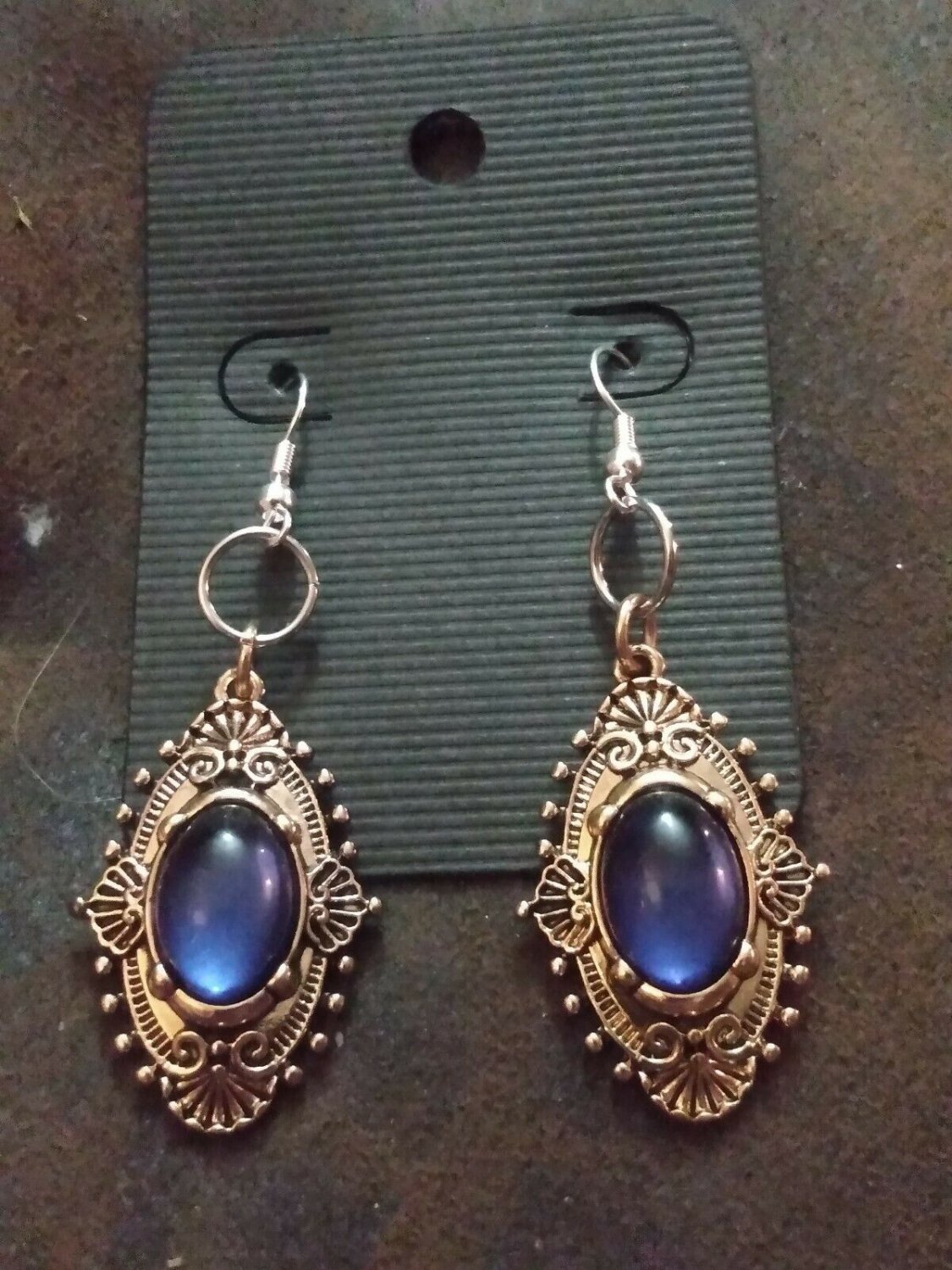 Blue Sapphire & White Topaz 925 Solid Sterling Silver Earrings Jewelry