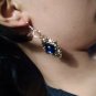 Blue Sapphire & White Topaz 925 Solid Sterling Silver Earrings Jewelry