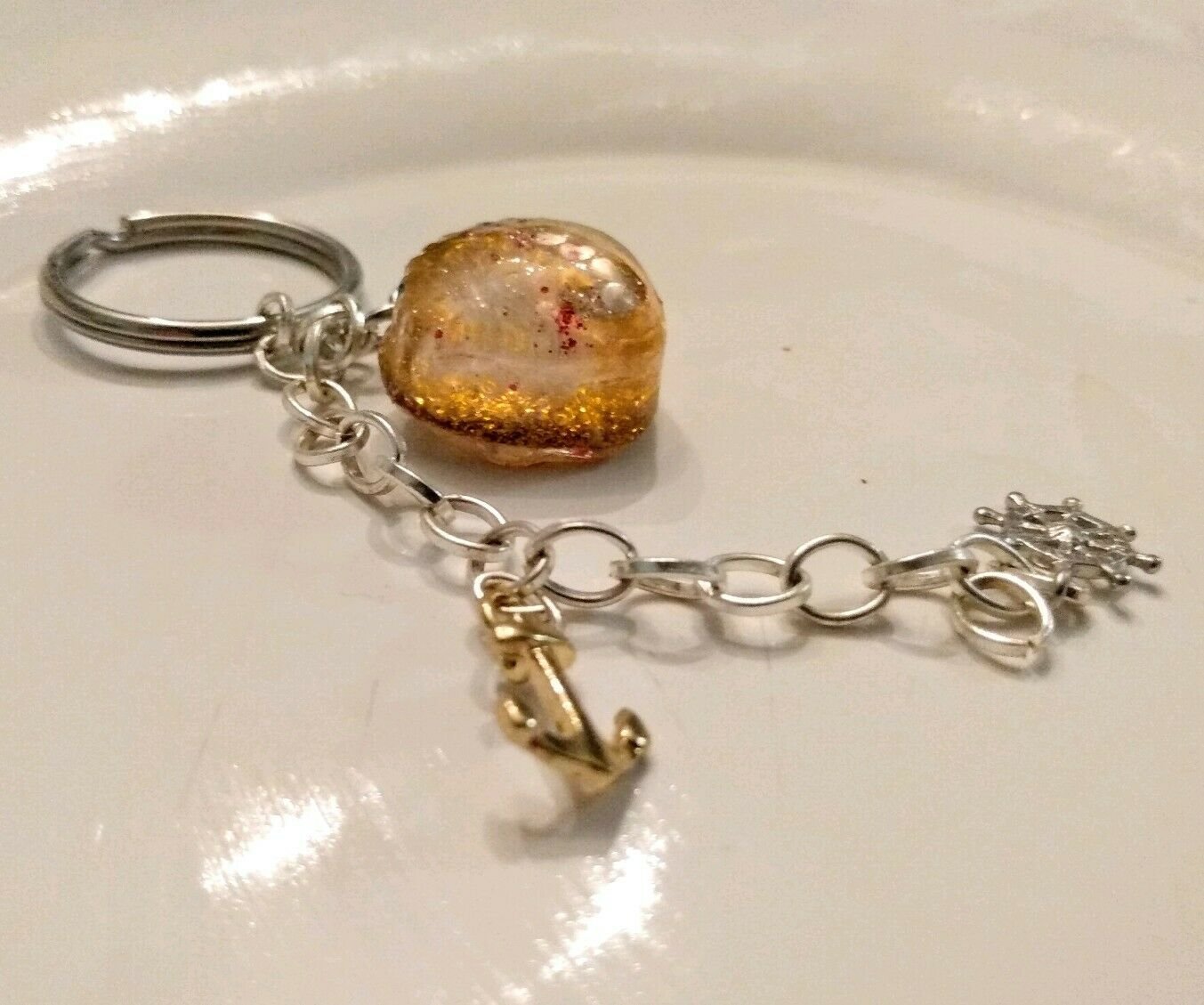 Letter "J" Seashell Keychain