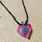 New 13x18mm glittery epoxy resin heart pendant rose choker necklace