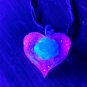 New 13x18mm glittery epoxy resin heart pendant rose choker necklace