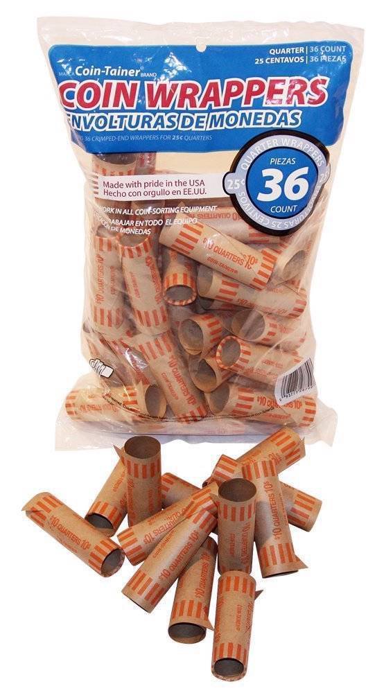 36 Quarter Coin Wrappers Rollers-----25 cent 