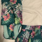 Justice Girls Tropical Floral Print Swimsuit 2 Piece Size 5/6