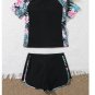 Tween Tropical Print Zipper Front Rash guard Swimsuit size 8