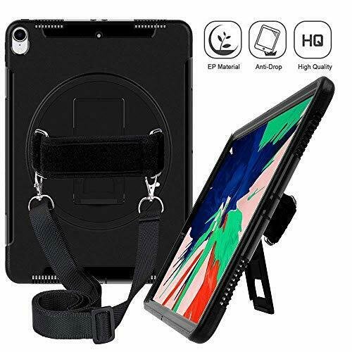 Ipad Pro 12 9 Case Shockproof Kickstand Hand Strap Shoulder Strap Black