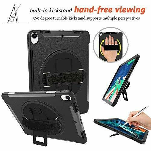 iPad Pro 12.9 Case Shockproof Kickstand/Hand Strap/Shoulder Strap Black