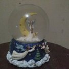Vintage Holiday Angels With Trumpets Glitter Globe Wind Up Music hark the angels