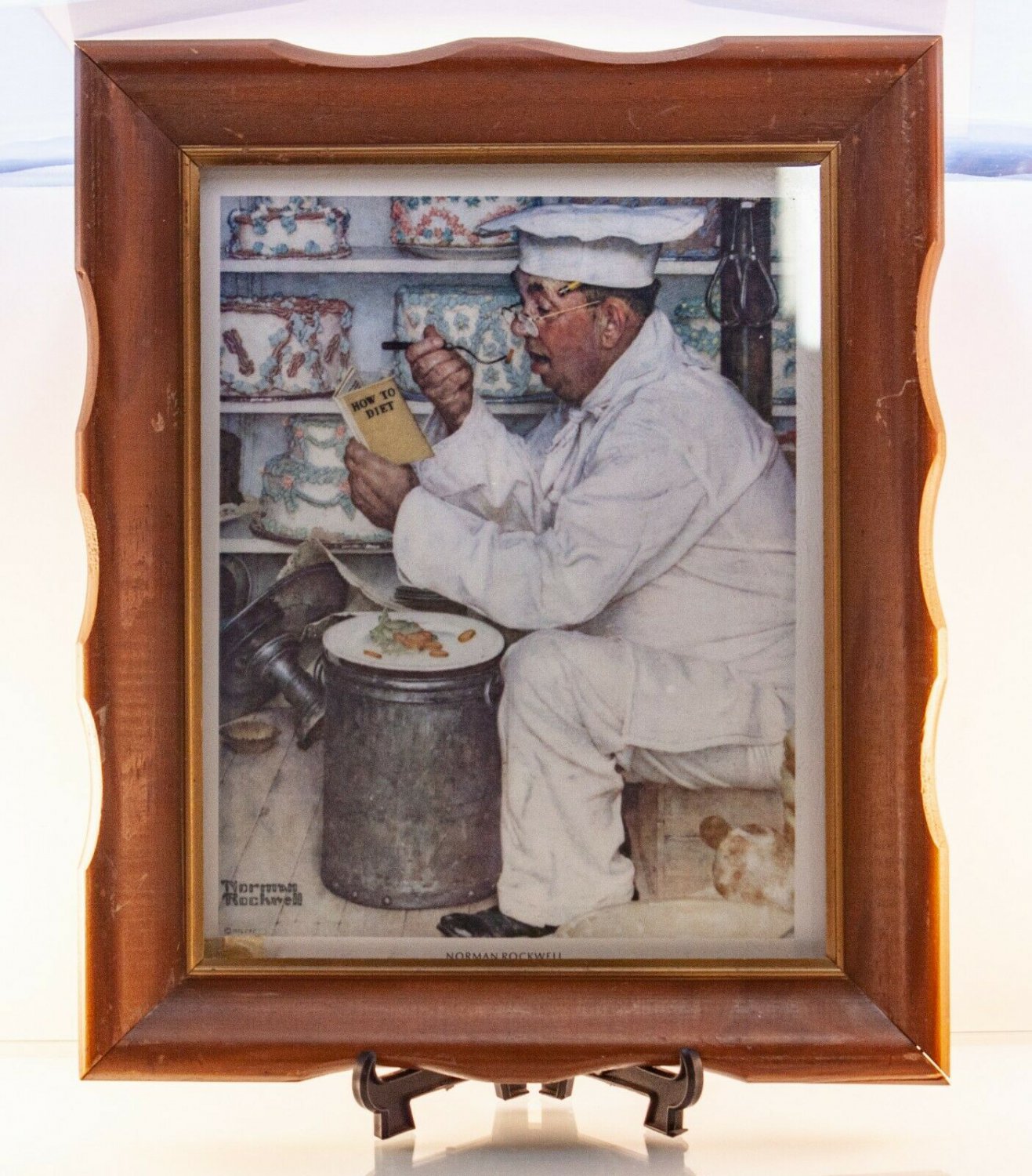 Vintage Print In Frame Norman Rockwell Pastry Chef Print 