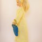 hand knitted coat with fashionable blue bag for Barbie // ooak // PERFECT GIFT