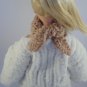 White sweater, brown pants and beige hat and triangle scarf - hand knitted for Barbie | PERFECT GIFT