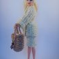All hand knitted uniquely designed stylish outfit (cream set, headband and purse) for Barbie